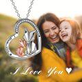 wholesale 925 Sterling Silver Heart-Shaped Origami Fox Pendant Necklace for Women Wife Mom-0-5