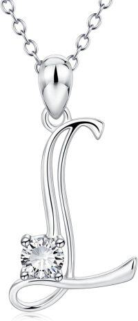 wholesale 925 Sterling Silver 26 Alphabet Pendant Necklace Jewelry-Letter L
