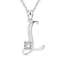 wholesale 925 Sterling Silver 26 Alphabet Pendant Necklace Jewelry-Letter L
