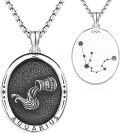 wholesale 925 Sterling Silver Aquarius Constellation Necklace  and Black Enamel Accents-0-0