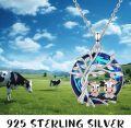 wholesale 925 Sterling Silver Blue Crystal Tree of Life with Cows Pendant Necklace for Mother and Daughter-0-3