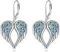 wholesale 925 Sterling Silver Abalone Shell Inlay Angel Wing Drop Earrings for Women's Gifts-0-0