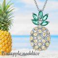wholesale 925 Sterling Silver Green Crystal Pineapple Pendant Necklace  for Women and Teen Girls-0-5