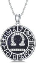 wholesale Sterling Silver Blue Sandstone 12 Zodiac Constellation Necklace for Women Men-0-14
