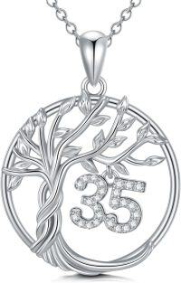 wholesale TOUPOP 35th Birthday Gifts For Her S925 Sterling Silver 35 Year Old Necklaces For Women Family Tree Of Life 35th Jewelry Anniversary Christmas Gifts For Mom Wife -undefined