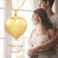 TOUPOP 14K Gold Heart Photo Locket Necklace Gift for Women-0-1