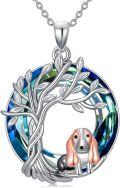 wholesale TOUPOP Dog Necklace For Women 925 Sterling Silver Tree Of Life Basset Hound Gift Necklaces Pendant Crystal Dogs Jewelry Birthday Christmas Dog Lovers Gifts For Women -0-0