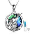 wholesale 925 Sterling Silver & Abalone Shell Wolf Dragonfly Urn Necklace for Ashes, Cremation Jewelry Memorial Keepsake Gift-0-0