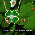 wholesale 14K Gold Four-Leaf Clover Pendant with Red Ladybug Charm Necklace for Women-0-2