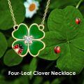 wholesale 14k Green Clover Necklace Wholesale With Lab Diamond And Ladybug Charm-0-2
