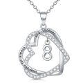 TOUPOP Sterling Silver Heart Pendant Necklace with Stone-0-0