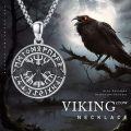 wholesale 925 Sterling Silver Raven Norse Runes Pendant - Viking Jewelry for Men Women -0-3