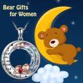 wholesale 925 Sterling Silver I Love You to the Moon and Back Bear Necklace with Red Crystal Stone Jewelry-0-6