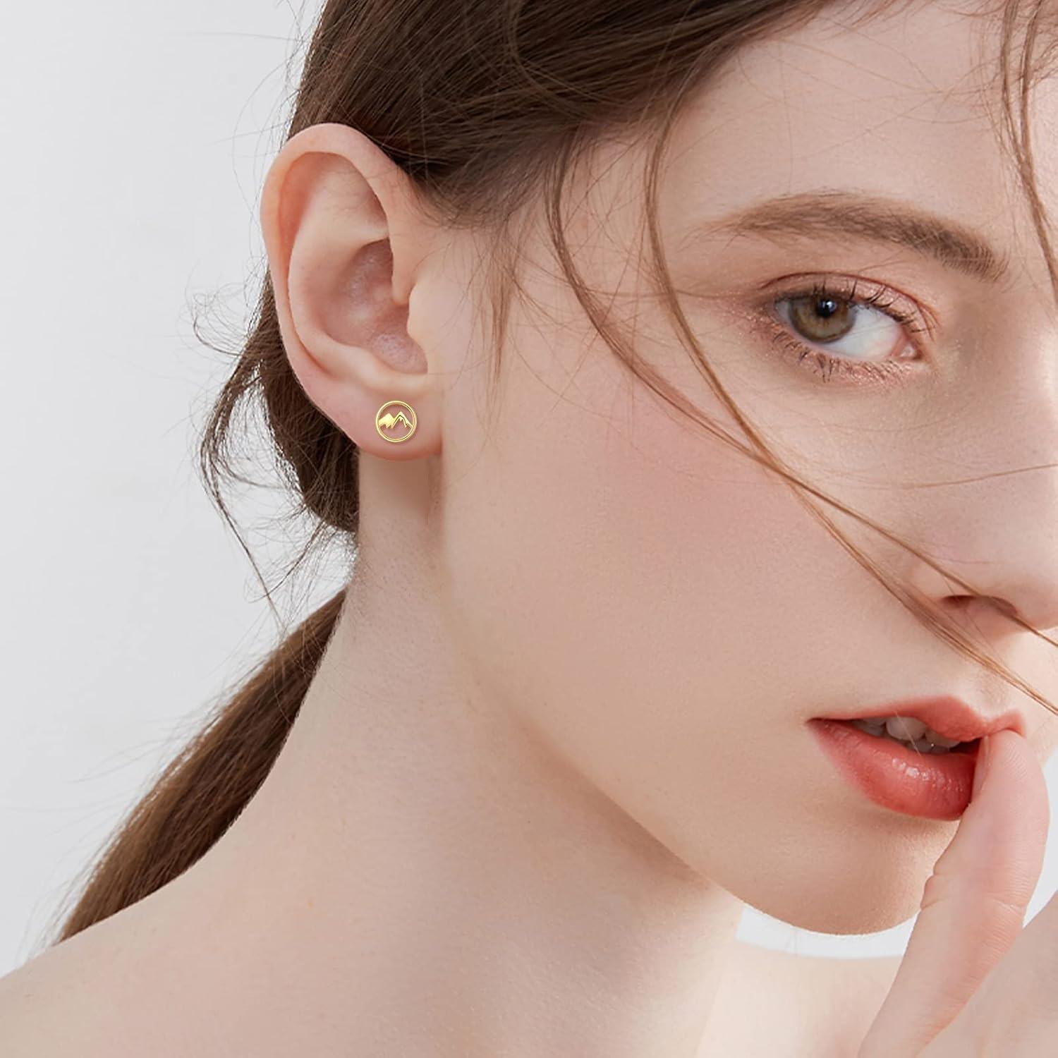 wholesale Gold Mountain Stud Earrings - Minimalist 14K Solid Gold  for Women & Girls-0-1