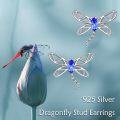 wholesale 925 Sterling Silver Blue Crystal Dragonfly Stud Earrings - Halloween  for Her-0-3