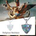 wholesale 925 Sterling Silver Saint Michael Archangel Shield Abalone Shell Pendant Necklace-0-4