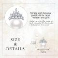 wholesale 925 Sterling Silver Crown Design White Pearl Stud Earrings with Cubic Zirconia Accents-0-2