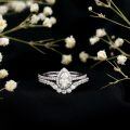 TOUPOP 10k 14k 18k Gold Moissanite Pear Wedding Ring Set-0-1