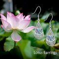 wholesale 925 Sterling Silver Moonstone Lotus Leverback Earrings 18x13mm, Hypoallergenic Gift-0-3