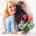 wholesale Christmas Gifts For Mom Mom Earrings With Rose Flower Love Heart 925 Sterling Silver Crystal Dangle Drop Hook Earrings Jewelry -0-1