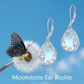 wholesale 925 Sterling Silver Butterfly Moonstone Teardrop Leverback Earrings-0-1