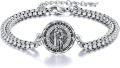wholesale Sterling Silver & Gemstone Patron Saint Bracelet for Protection & Blessings, Unisex Gift for Women Men, 7.2 Chain-0-0