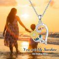 wholesale 925 Sterling Silver Yellow Gold Plated Rose Heart Sunflower Pendant Necklaces for Women Girls Mother's Day Gifts Jewelry 48cm Chain Length-0-3