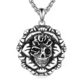 wholesale 925 Sterling Silver Skull Rose Pendant Necklaces Wholesale for Men Women Gothic-0-0