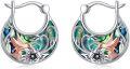 wholesale 925 Sterling Silver Abalone Shell Hummingbird Flower Round Hoop Earrings for Women-0-0