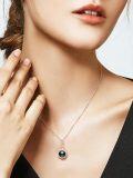 wholesale Sterling Silver Black Pearl Pendant Necklace for Women Jewelry Gift-0-9