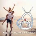 wholesale 925 Sterling Silver Elephant Love Heart Pendant Necklaces with Blue Crystal Stones s for Women Girls-0-4