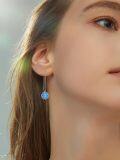 wholesale 925 Sterling Silver Blue Opal Flower Threader Drop Dangle Earrings Gift for Women Girls-0-1
