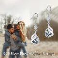wholesale 925 Sterling Silver Drop Earrings Platinum Plated Teardrop Black Pearl Crystal For Women-0-1