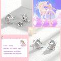 wholesale 925 Sterling Silver Unicorn Cat Axolotl Stud Earrings with Multi-Colored Crystals and Rhinestones-0-2