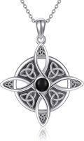 wholesale 925 Sterling Silver Black Onyx Celtic Knot Star Pendant Necklace Wiccan Jewelry-0-0