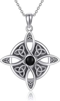 wholesale 925 Sterling Silver Black Onyx Celtic Knot Star Pendant Necklace Wiccan Jewelry-Celtic Witch knot Necklace