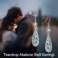 wholesale 925 Sterling Silver Teardrop Abalone Shell Drop Earrings with Filigree Design-0-3
