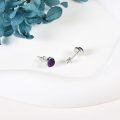 wholesale 925 Sterling Silver Amethyst Round Halo Gemstone Stud Earrings Gift-0-3