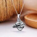 wholesale 925 Sterling Silver Wolf Head Moon Pendant Necklace s for Women and Girls-0-2