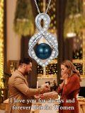 wholesale 925 Sterling Silver Infinity Pendant with Black Pearl and Cubic Zirconia for Women-0-2