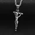 TOUPOP Stainless Steel Zircon Gothic Cross Pendant Necklace for Men-0-3