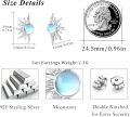 wholesale 925 Sterling Silver White Gold Plated Moonstone Sun Stud Earrings 19mm & 11mm-0-1