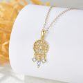 wholesale 14K Gold Dreamcatcher Pendant with Cubic Zirconia and Chain - Unique Boho Style Necklaces for Women-0-3