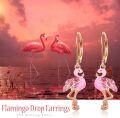wholesale 925 Sterling Silver Pink Enamel Flamingo Drop Earrings -0-3