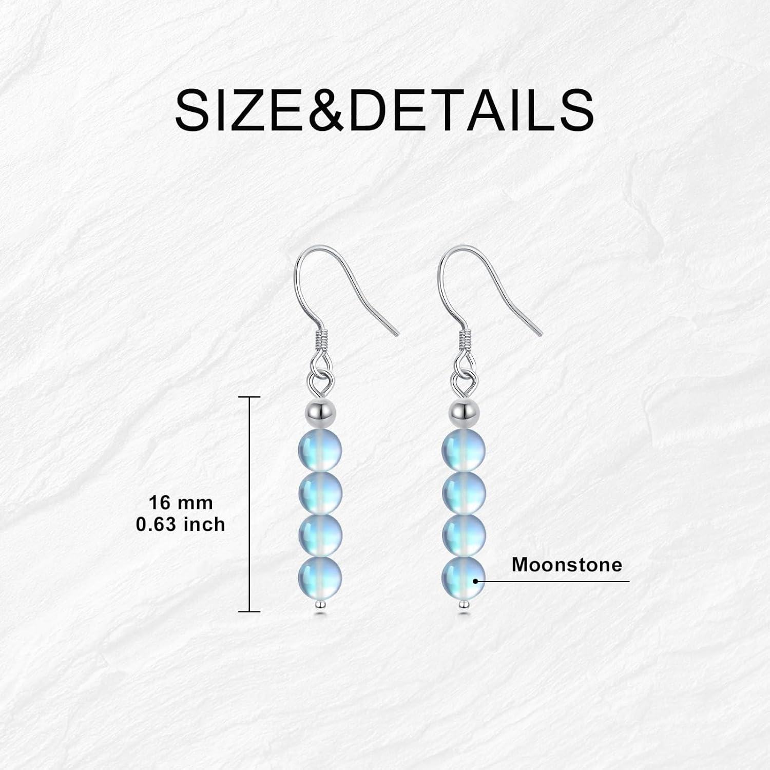 wholesale 925 Sterling Silver Rainbow Moonstone Drop Earring Set with 3 Balls and Twist Design-0-4