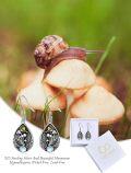 wholesale 925 Sterling Silver Snail & Mushrooms Teardrop Leverback Earrings-0-5