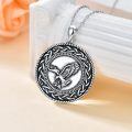 TOUPOP Sterling Silver Stone Olive Wreath Peace Pendant Necklace Unisex Punk Antique-0-3