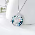TOUPOP Sterling Silver Blue Crystal Tree Of Life Butterfly Pendant Necklace-0-4