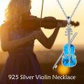 wholesale 925 Sterling Silver Opal Violin Bow Pendant Necklace for Women-0-10