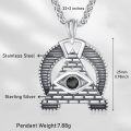 wholesale 925 Sterling Silver Evil Eye Pyramid Pendant Necklace  for Men Punk Protection Jewelry-0-4